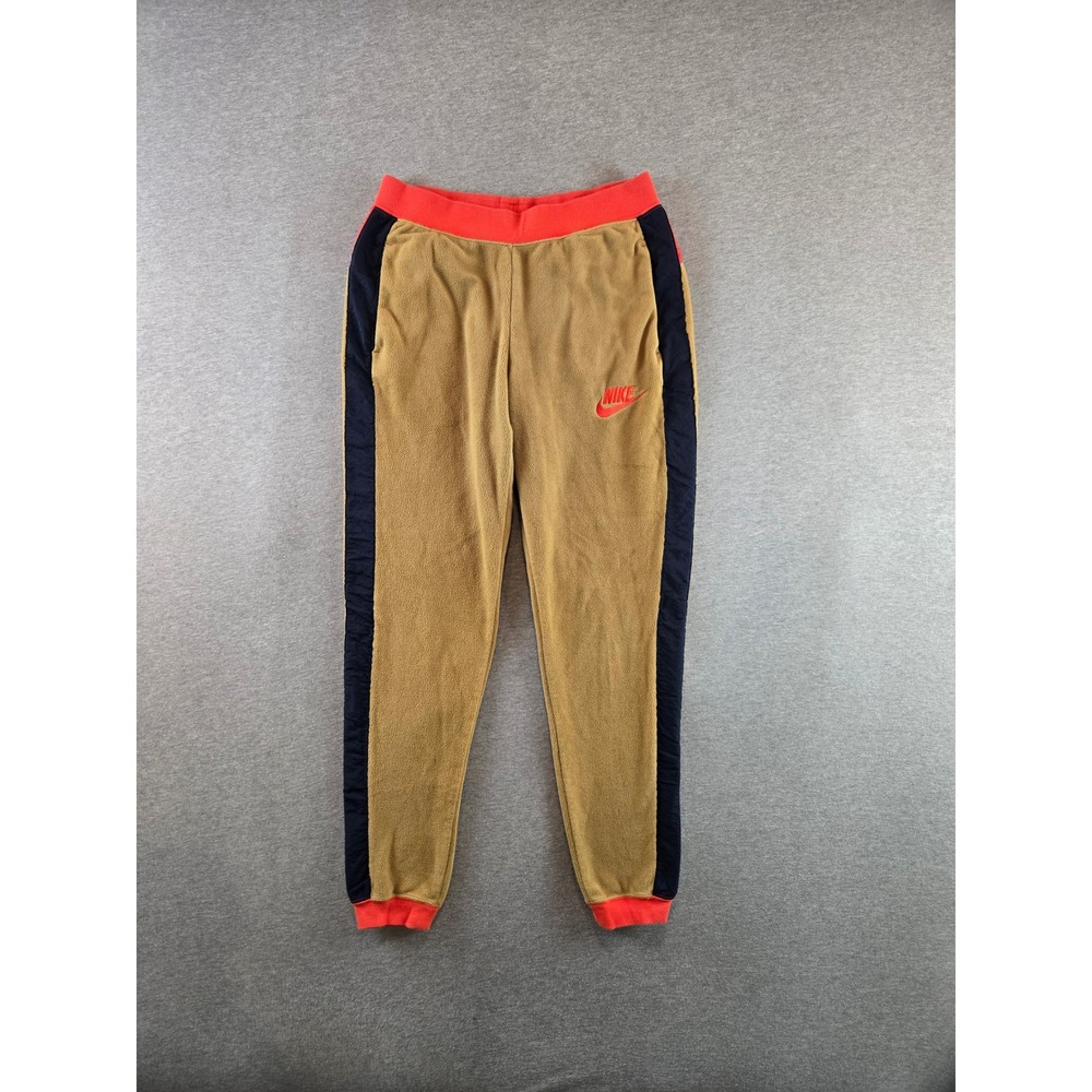 Nike Joggers Womens Small Tan Polar Fleece Colorblock Sweatpants CJ4934-255